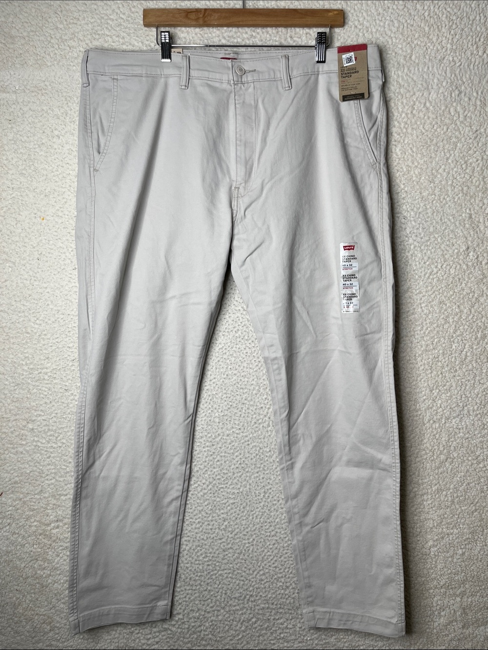 NWT Levi’s Mens Light Gray XX Chino Standard Taper Stretch Pants Size 40x32